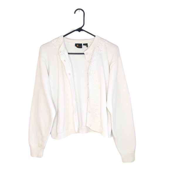 Vintage 90s  Coquette Girl Embroidered Cropped Cardigan - Picture 3 of 10